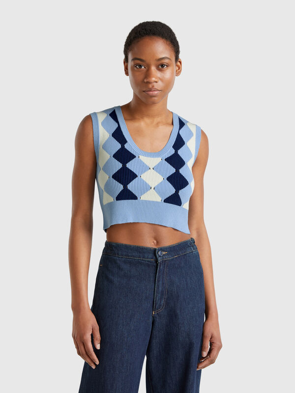 Gilet court avec incrustation de diamants Femme