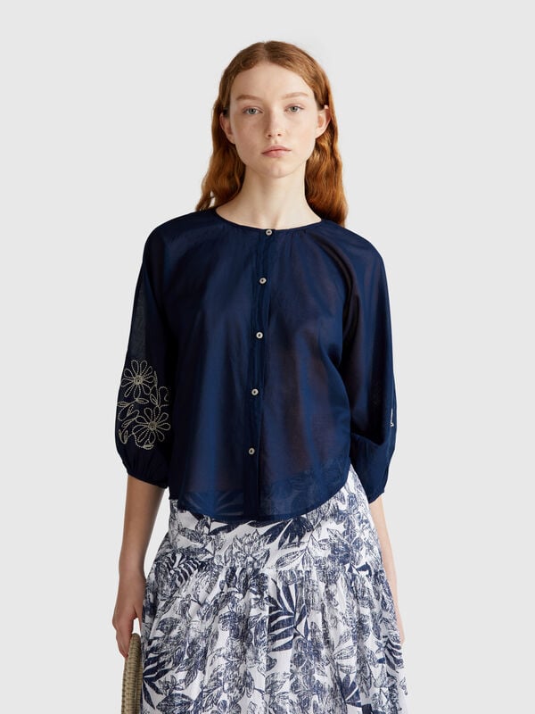 Blouse avec broderie florale Femme