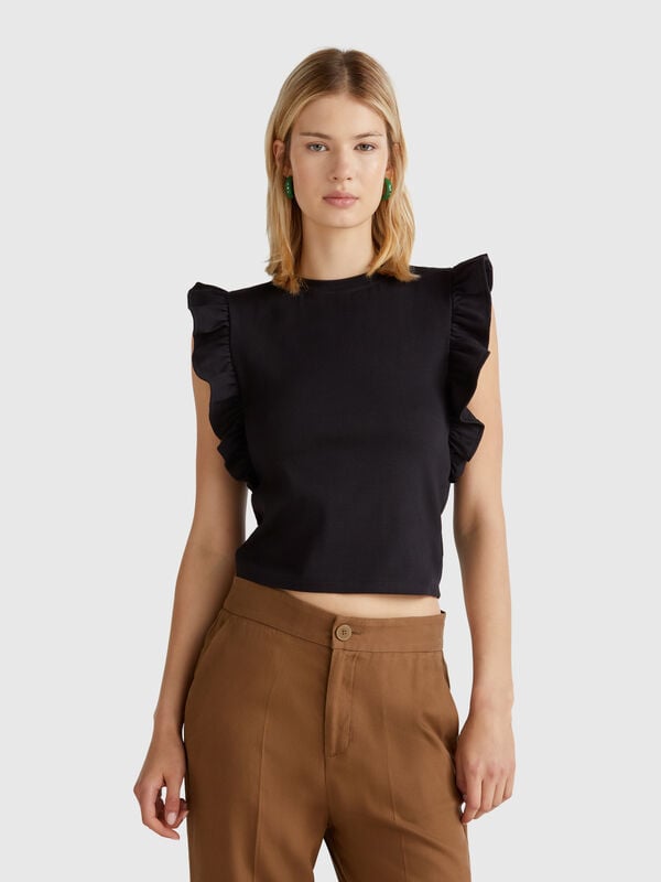 T-shirt coupe slim à volants Femme