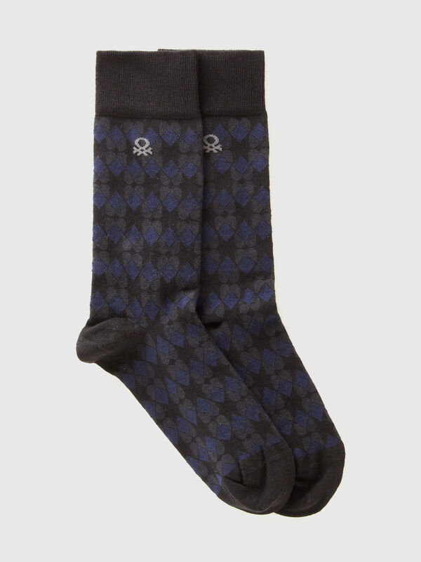 Chaussettes longues noires à motif