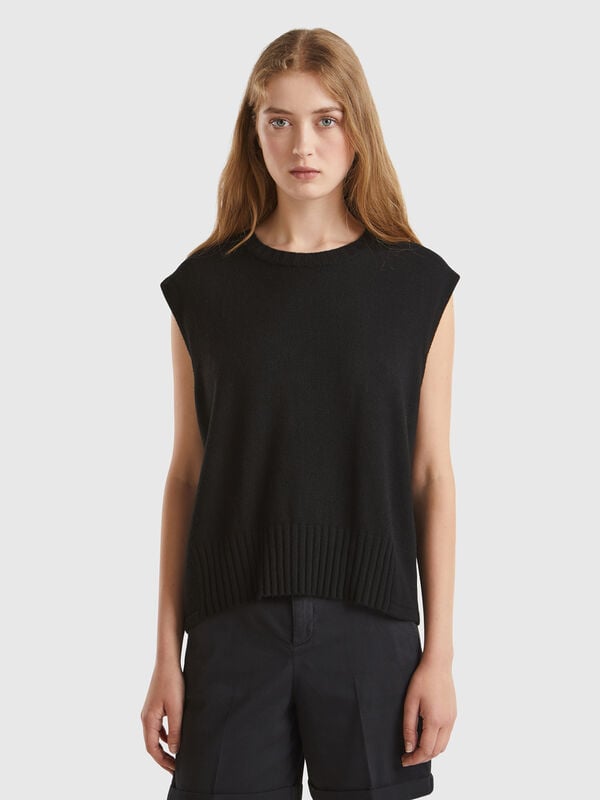 Gilet en mélange de laine et de viscose Femme