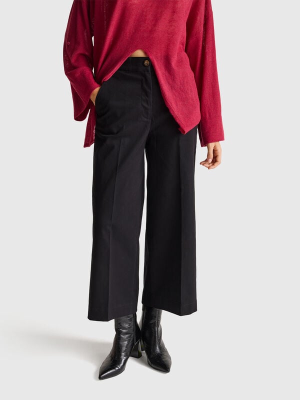Pantalon large taille haute Femme