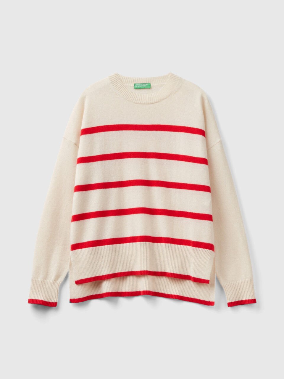 Pull ray en pur cachemire Cr me Benetton