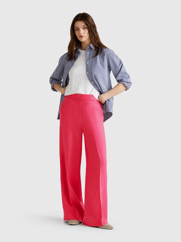 Pantalon Palazzo en 100% lin Femme