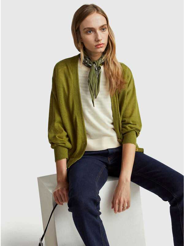 Cardigan léger en mélange d'alpaga Femme