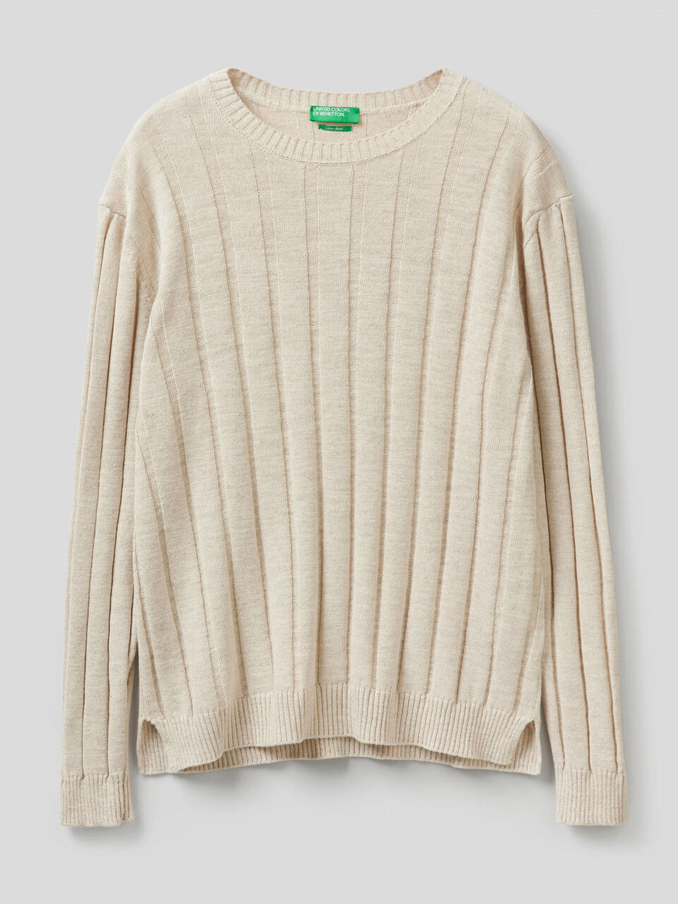 Pull à côtes en mélange de coton et lin image number 1