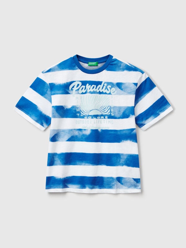 T-shirt rayé avec imprimé devant et dos Garçon