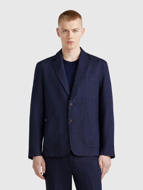 Blazer rayé en lin mélangé Homme
