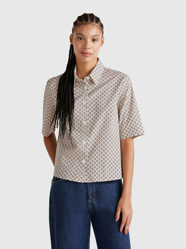 Chemise à motifs en coton léger Femme