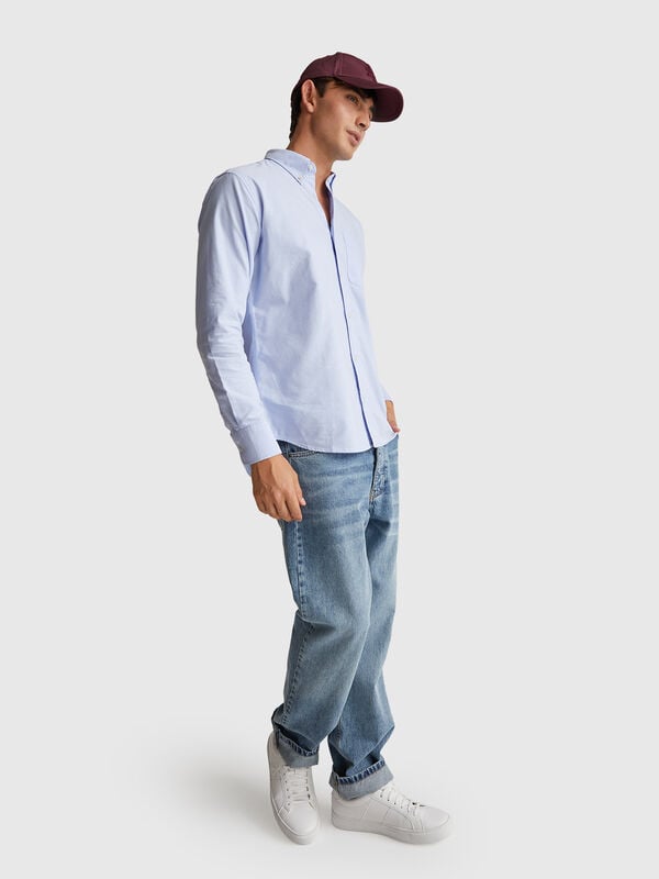 Chemise bleu clair boutonnée coupe classique Homme