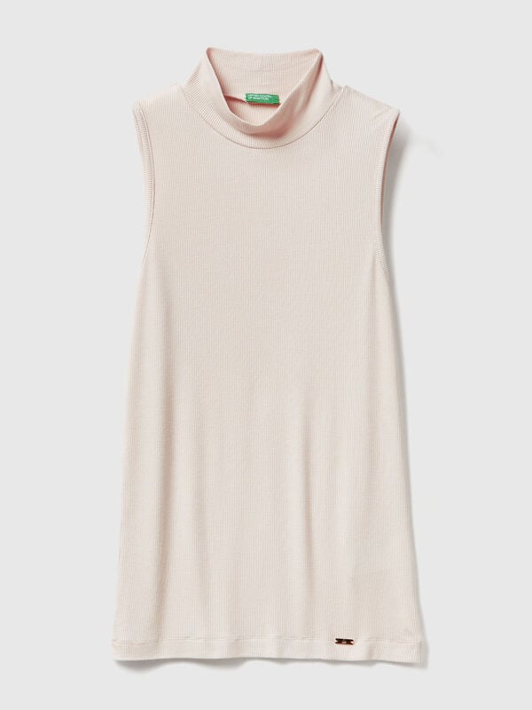 T-shirt sans manches à col montant Femme