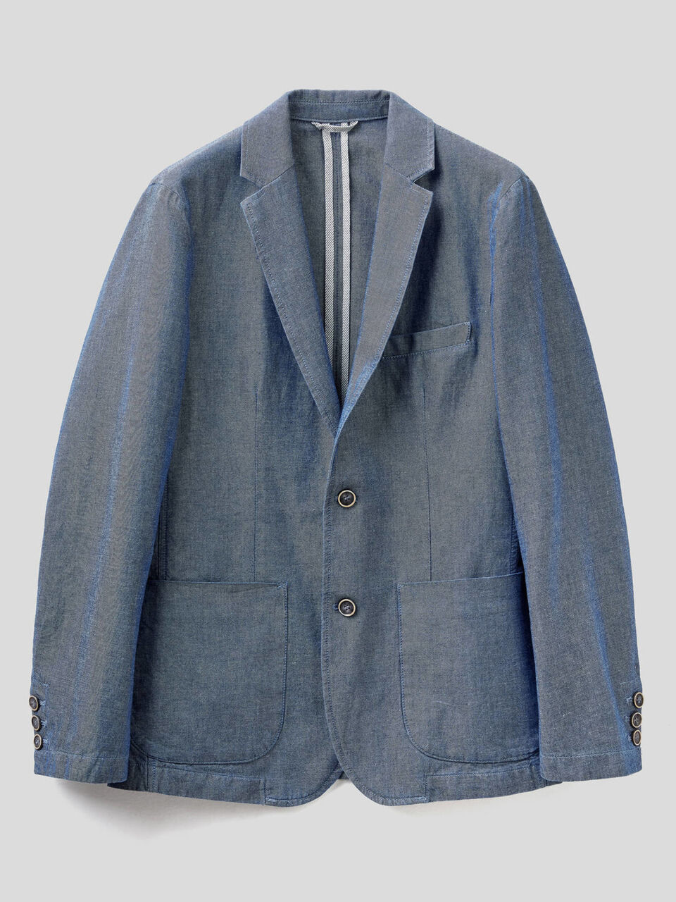 Blazer en denim associant coton et lin image number 1