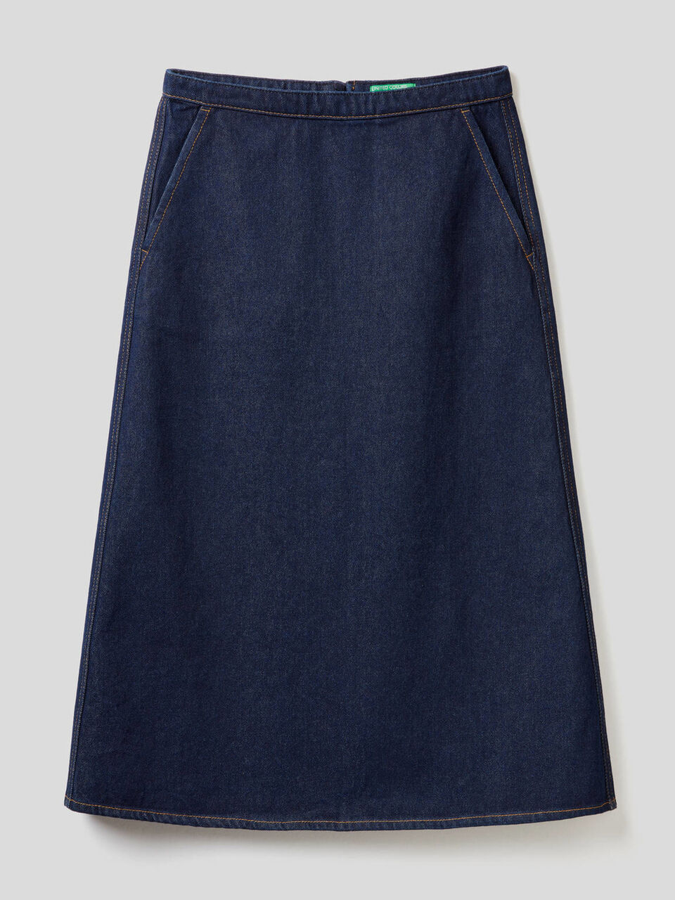 Jupe mi-longue en denim 100% coton image number 1