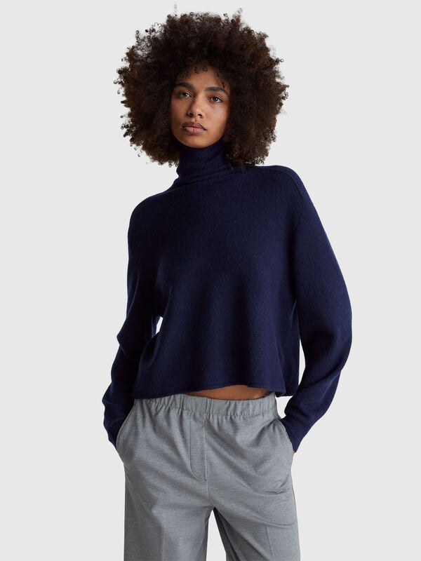 Col roulé en laine mélangée extensible Femme