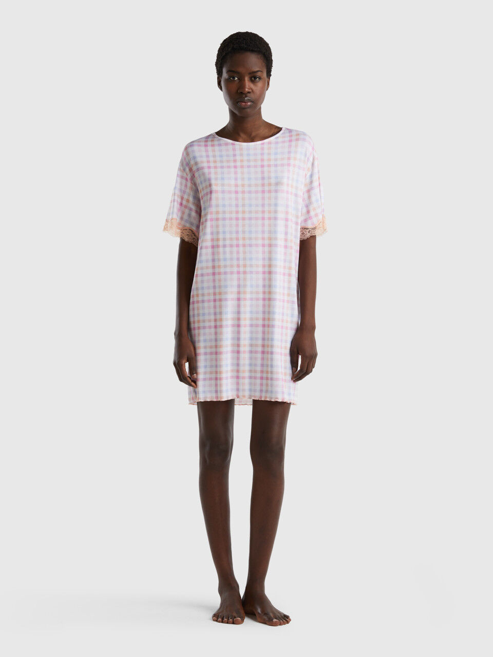Chemise de nuit fluide à carreaux