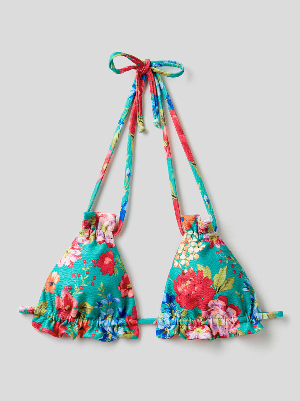 Haut de maillot triangle à motifs avec petits volants image number 1