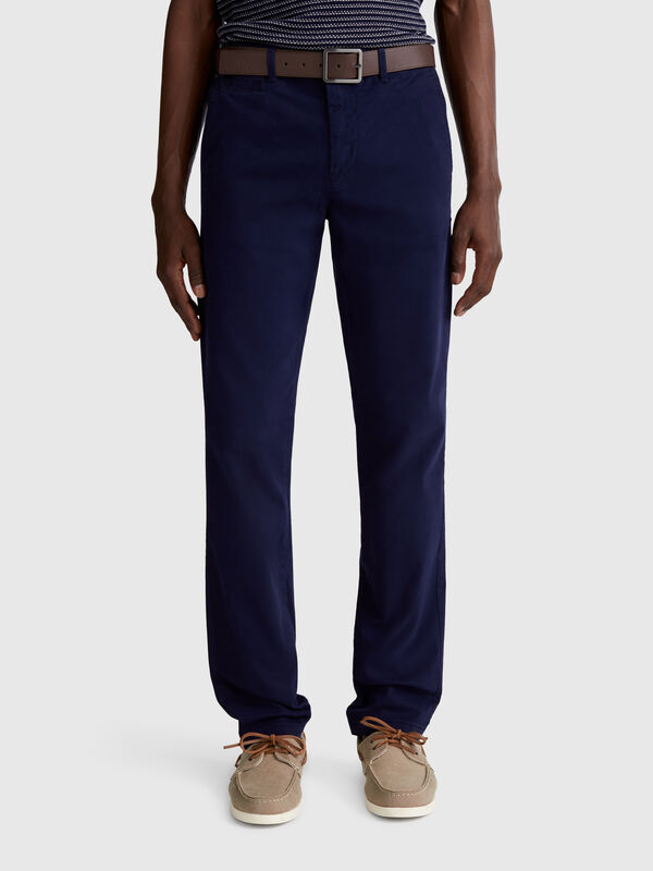 Chino coupe slim bleu foncé Homme