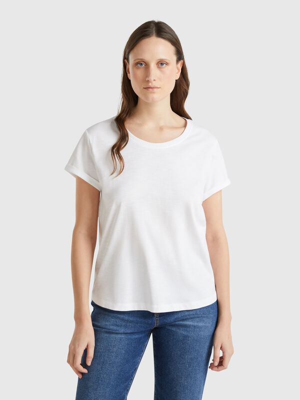 T-shirt à manches courtes en coton léger Femme
