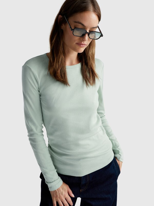 T-shirt à manches longues 100 % coton Femme