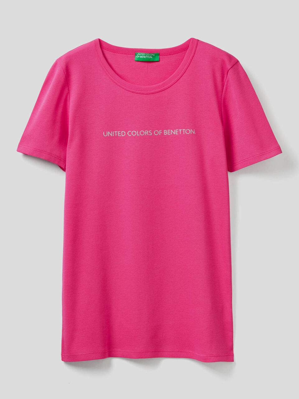 T-shirt 100% coton avec logo imprimé pailleté image number 1
