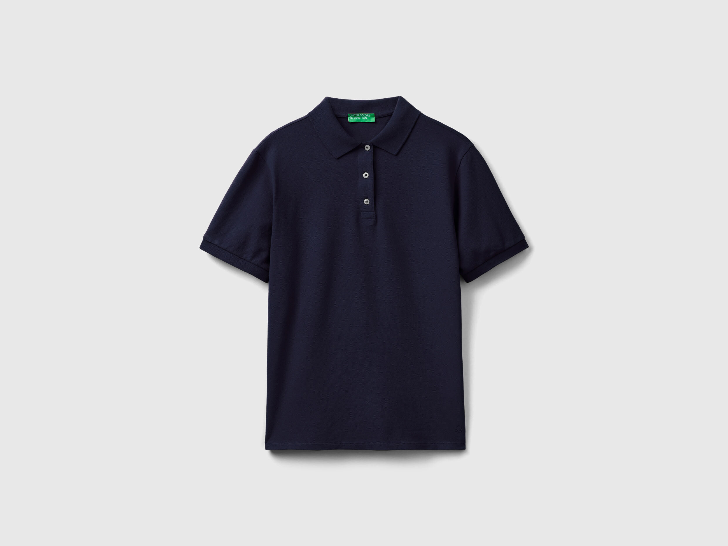Polo en coton bio stretch Bleu Fonc Benetton