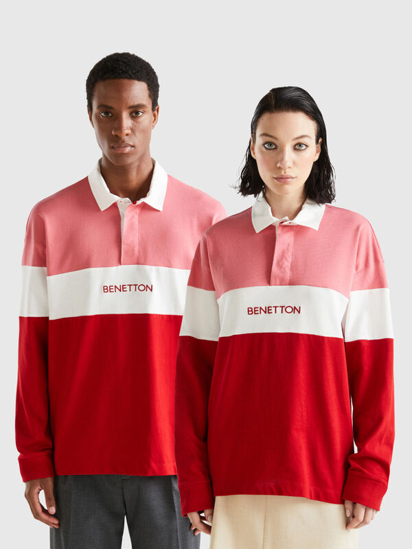Polo style rugby rose et rouge