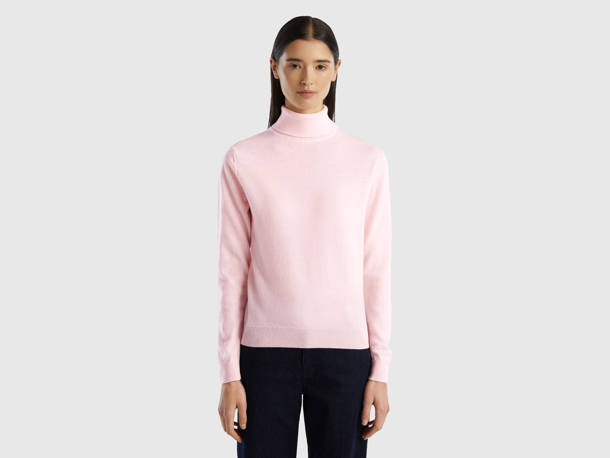 Pull col roulé discount femme rose pale