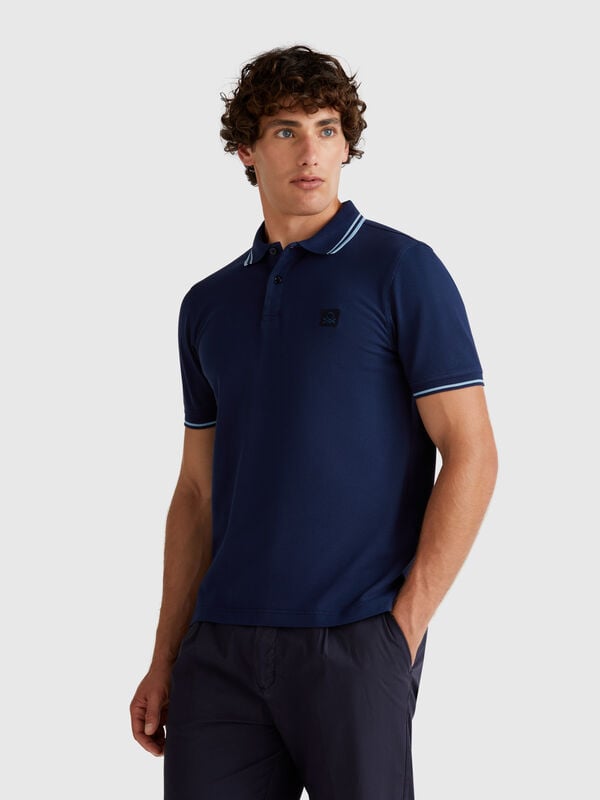 Polo coupe slim bleu nuit Homme
