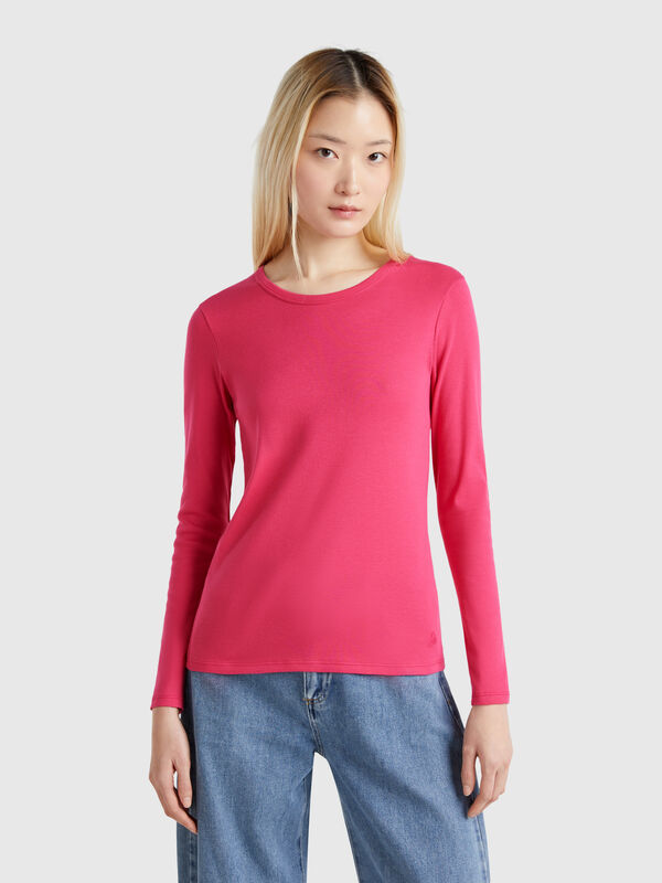 T-shirt à manches longues en pur coton Femme