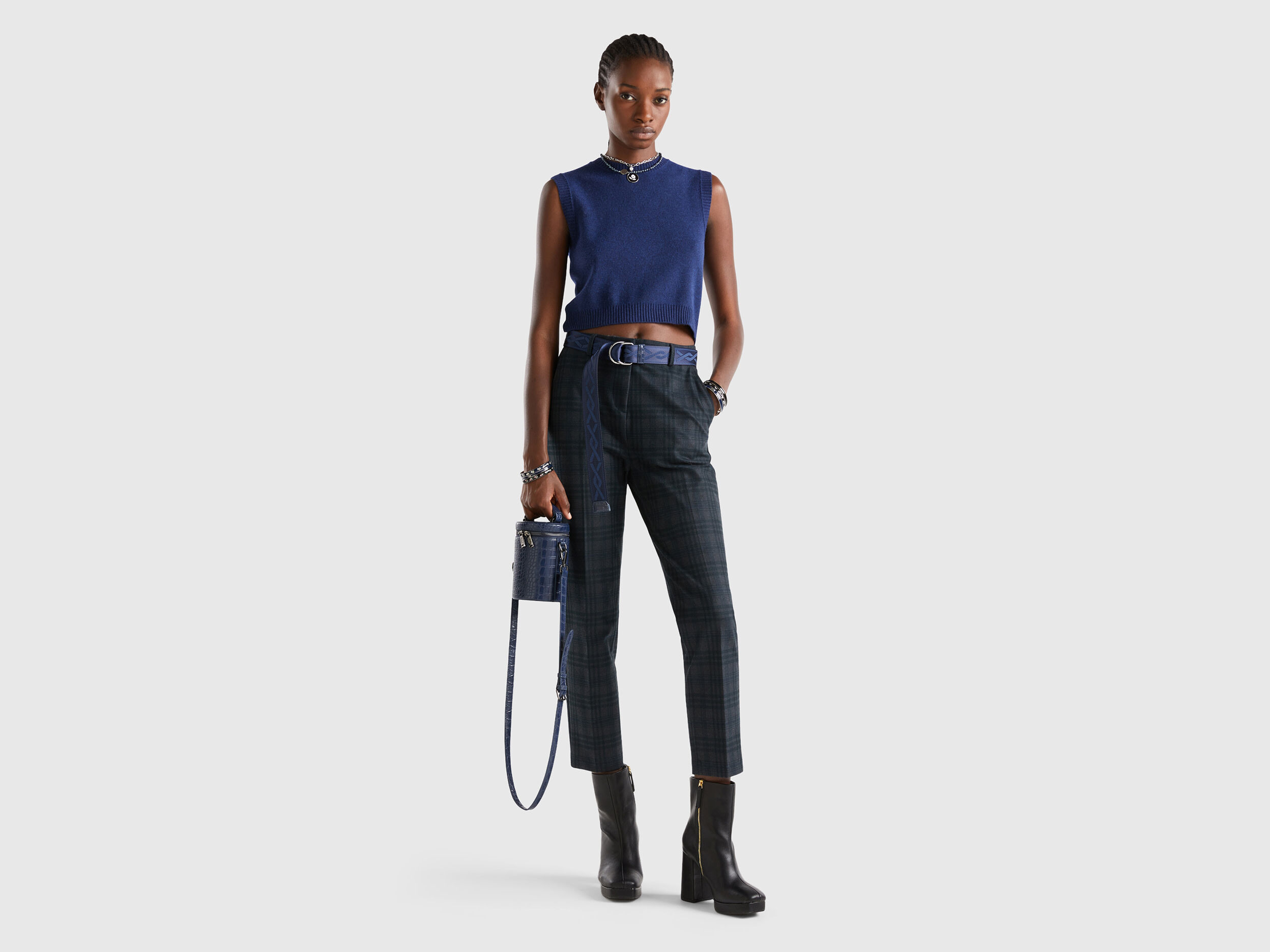 Pantalon droit à carreaux femme deals