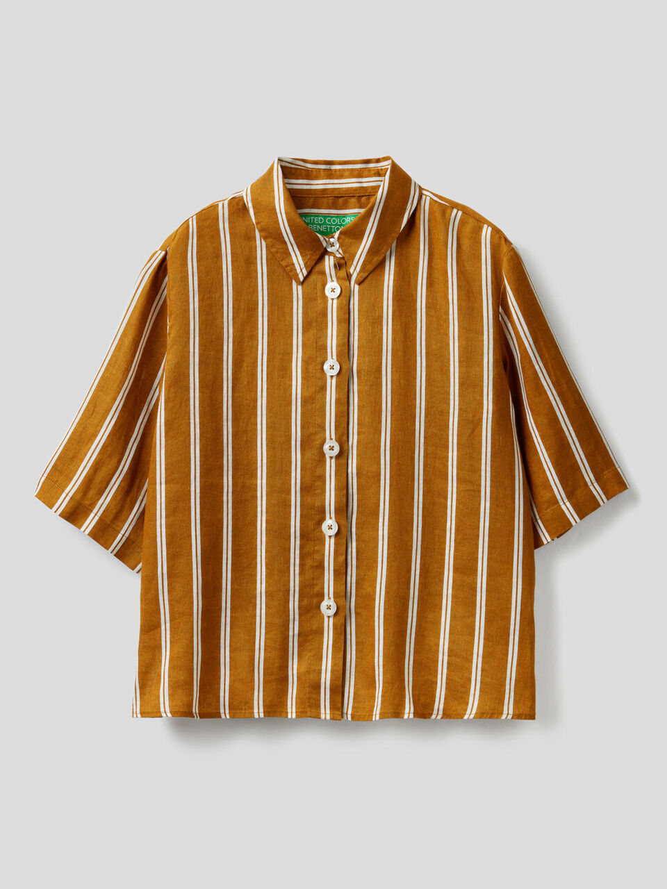 Chemise 100% lin imprimé à motifs image number 1