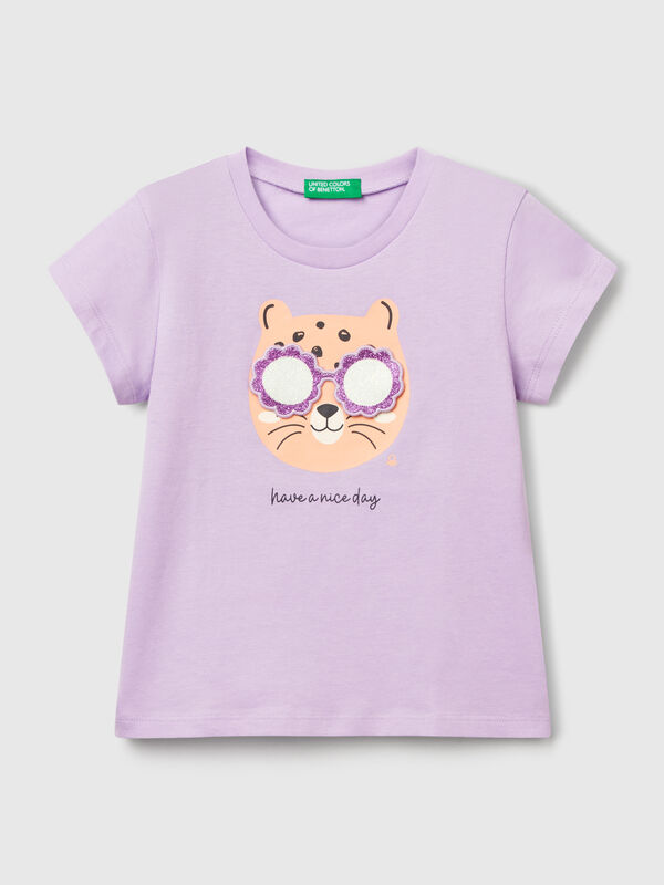 T-shirt avec imprimé et application Filles