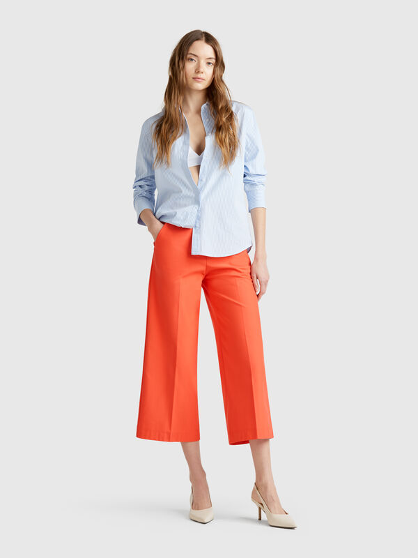 Pantalon court taille haute Femme
