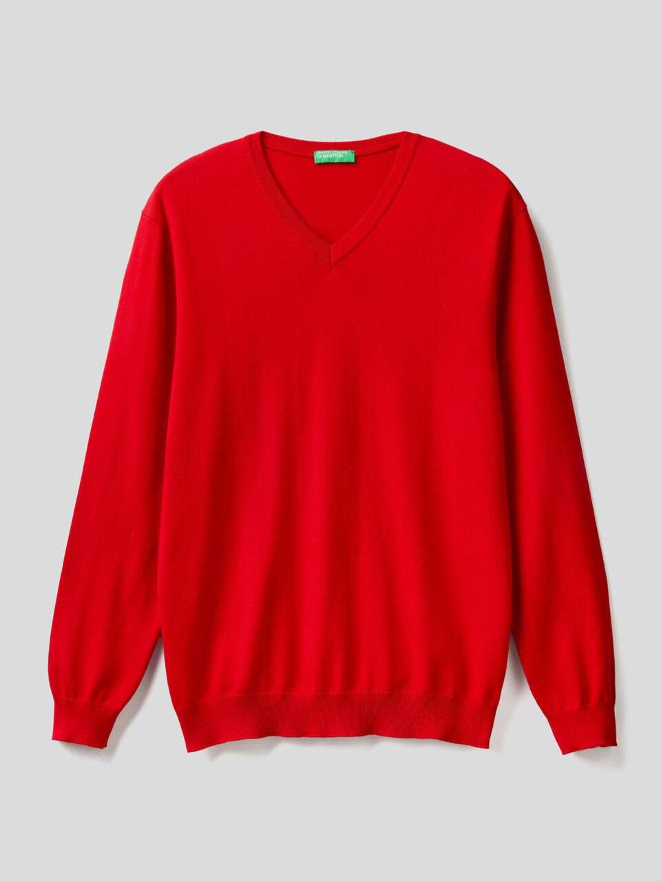Pull en pur coton avec col en V image number 1