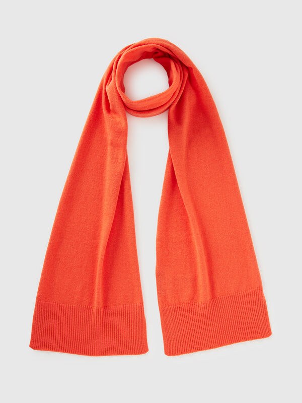 Écharpe orange en pure laine mérinos Femme
