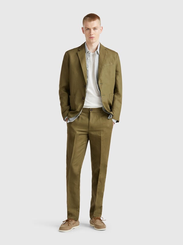 Chino coupe slim en lin mélangé Homme
