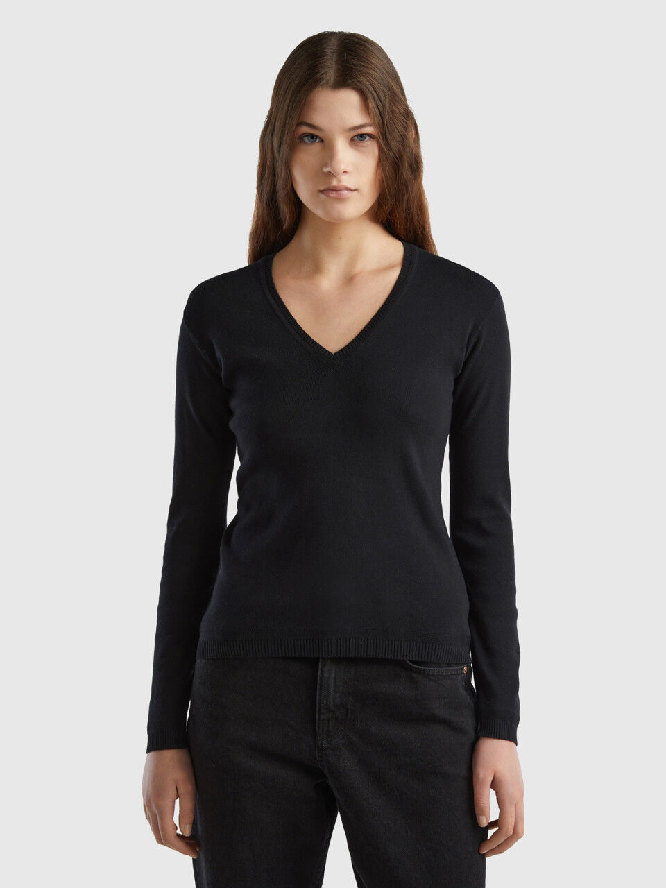 Benetton pull 2025 femme col v