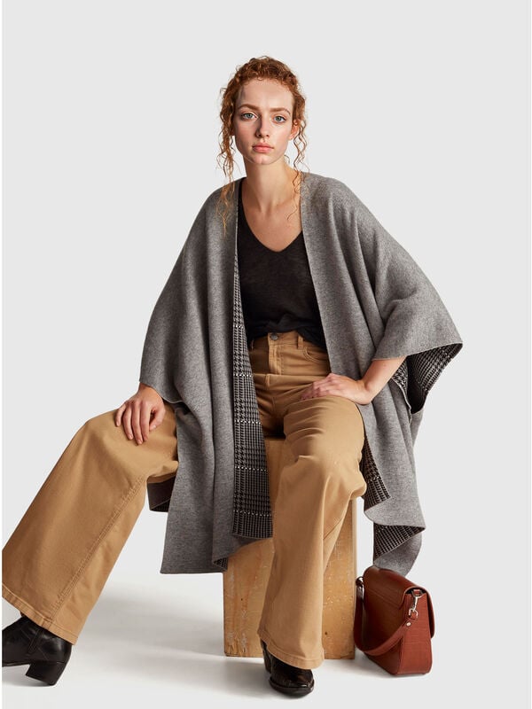 Cape réversible en mélange de cachemire Femme