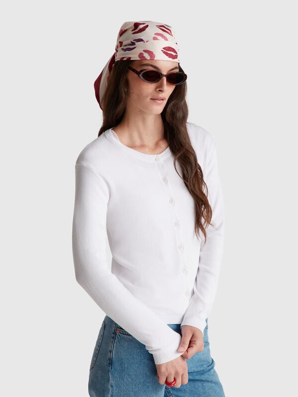 Cardigan blanc 100% coton Femme