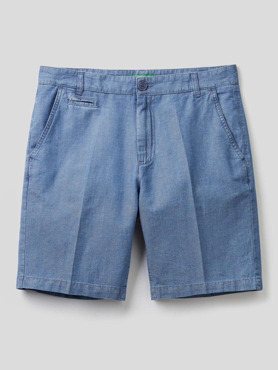 Bermuda en denim associant coton et lin image number 1