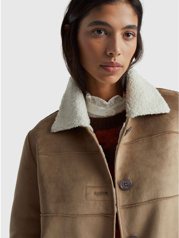 Veste effet daim Femme