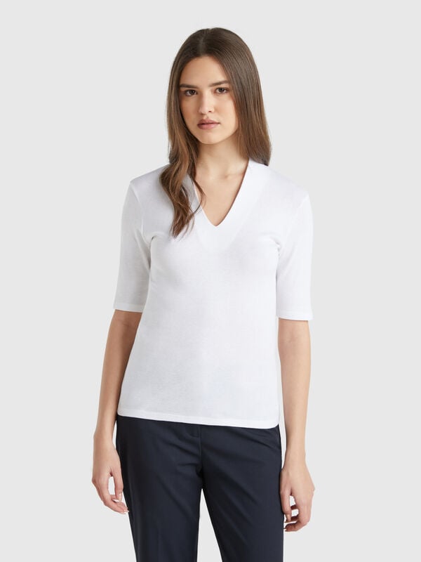 T-shirt coupe slim en coton longues fibres Femme