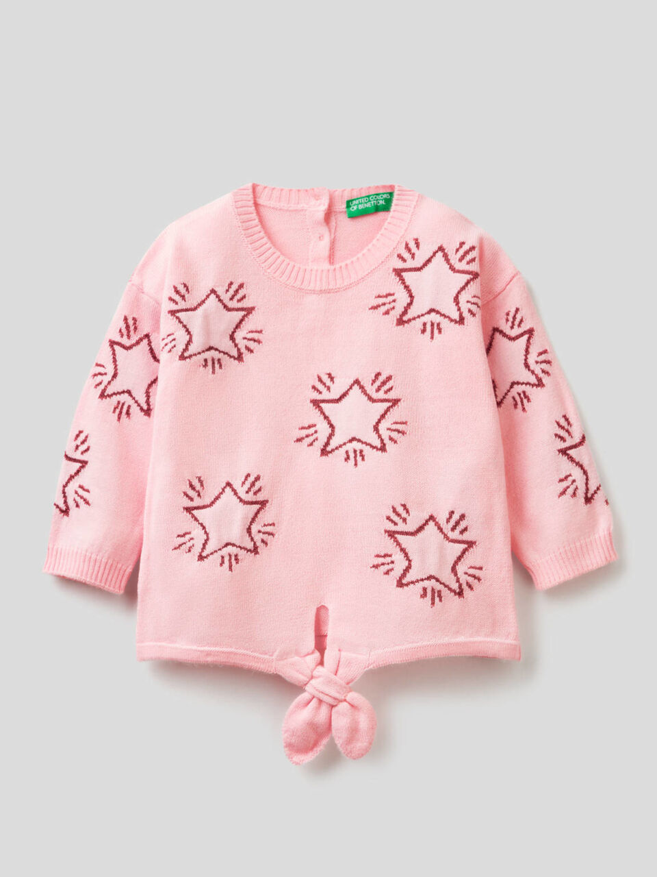 Pull avec étoiles en intarsia et noeud image number 1