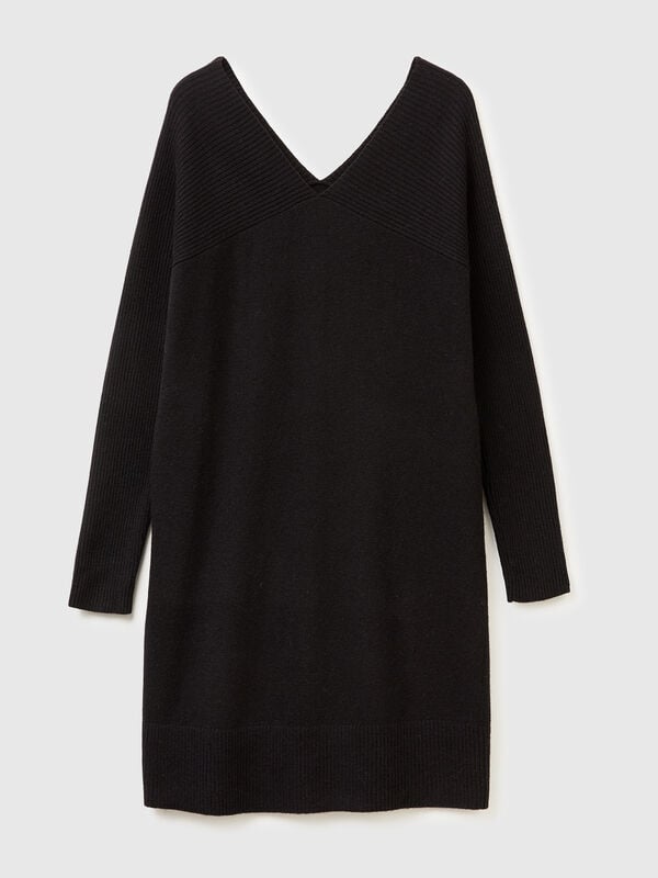 Robe midi en laine mélangée Femme