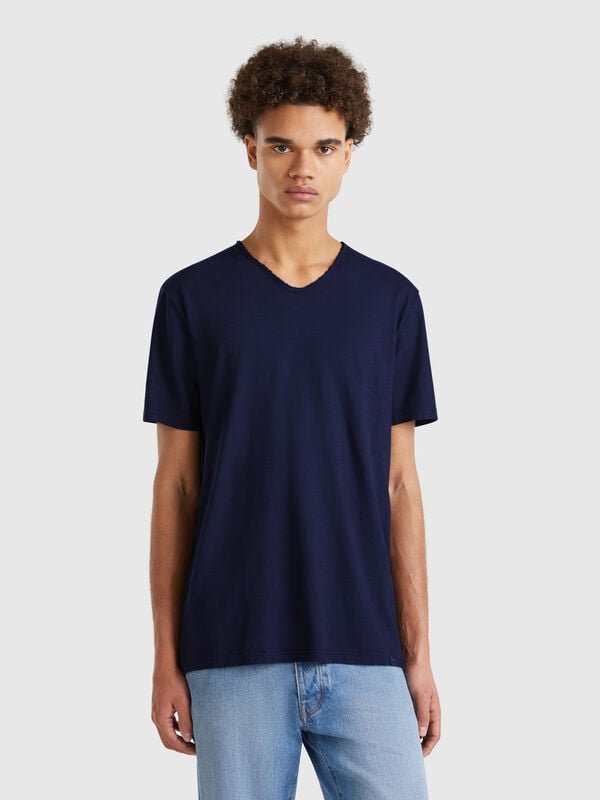 T-shirt 100% coton avec col V Homme