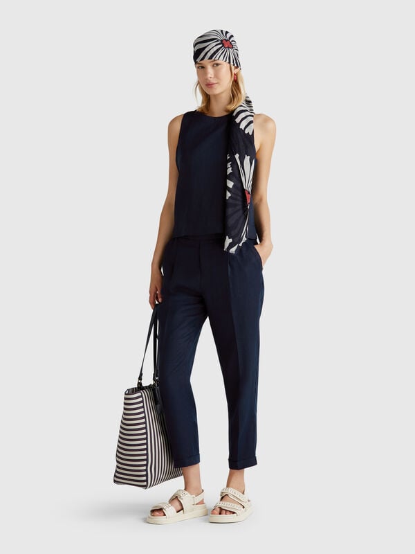 Pantalon coupe classique en pur lin Femme