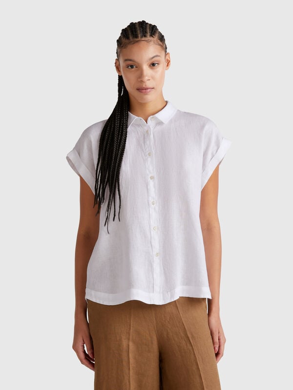 Chemise coupe classique en pur lin Femme