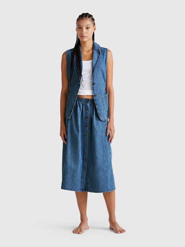 Jupe en jean avec boutons Femme