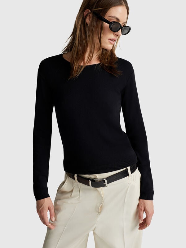 Pull col rond en pur coton Femme