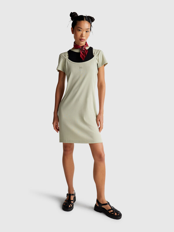 Robe midi en coton mélangé Femme